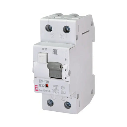 Interruptor diferencial RCBO de 2 M, tipo A B32, 100 mA, ETI