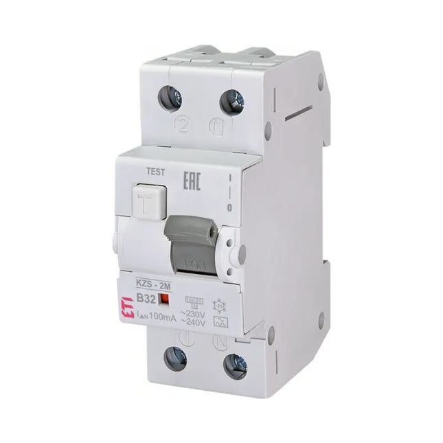 Interruptor diferencial RCBO de 2 M, tipo A B32, 100 mA, ETI