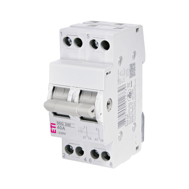 Interruptor de CA de 3 posiciones y 2 polos, 40 A, ETI