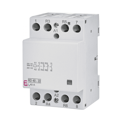 Contactor monofásico de 4 polos, 40 A, ETI