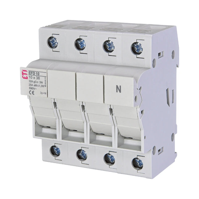 EFD10, bloque de fusibles modular ETI de 3 polos + neutro, 32 A, 10 x 38, CA
