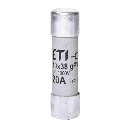 Fusible cilíndrico de CC, 20 A/1000 V, CH, 10 x 38, gPV, ETI