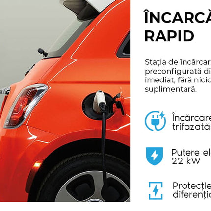 Estación de recarga para vehículos eléctricos de 22 kW, regulable, con RFID, AMPEVO