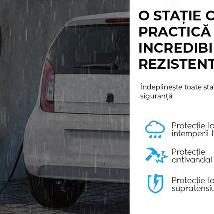 Estación de recarga para vehículos eléctricos de 22 kW, regulable, con RFID, AMPEVO