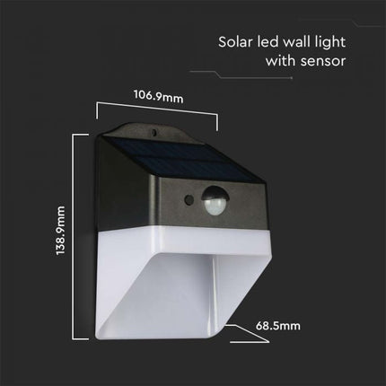 Aplique LED con energía solar y sensor, blanco y negro, 4000 K