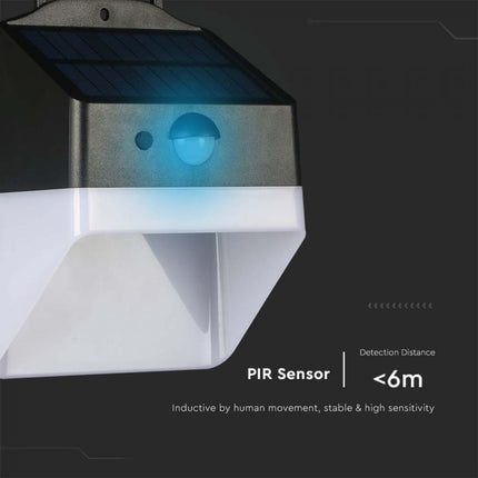 Aplique LED con energía solar y sensor, blanco y negro, 4000 K