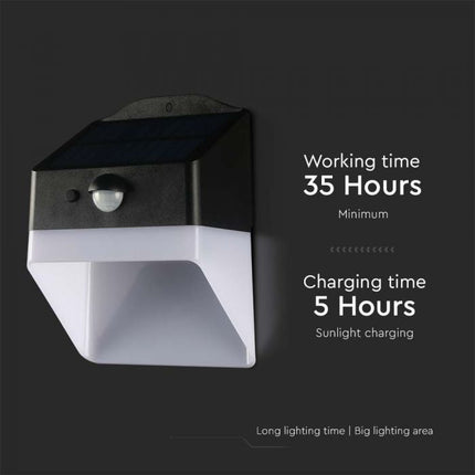 Aplique LED con energía solar y sensor, blanco y negro, 4000 K