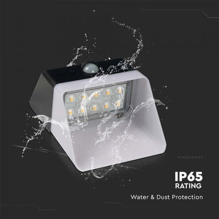 Aplique LED con energía solar y sensor, blanco y negro, 4000 K