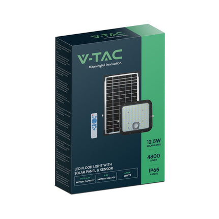 Proyector LED solar de 4800 lm, mando a distancia, sensor de movimiento