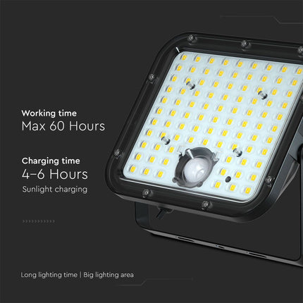 Proyector LED solar de 4800 lm, mando a distancia, sensor de movimiento