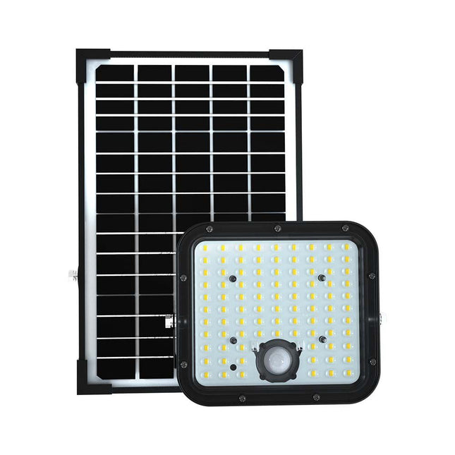 Proyector LED solar de 4800 lm, mando a distancia, sensor de movimiento