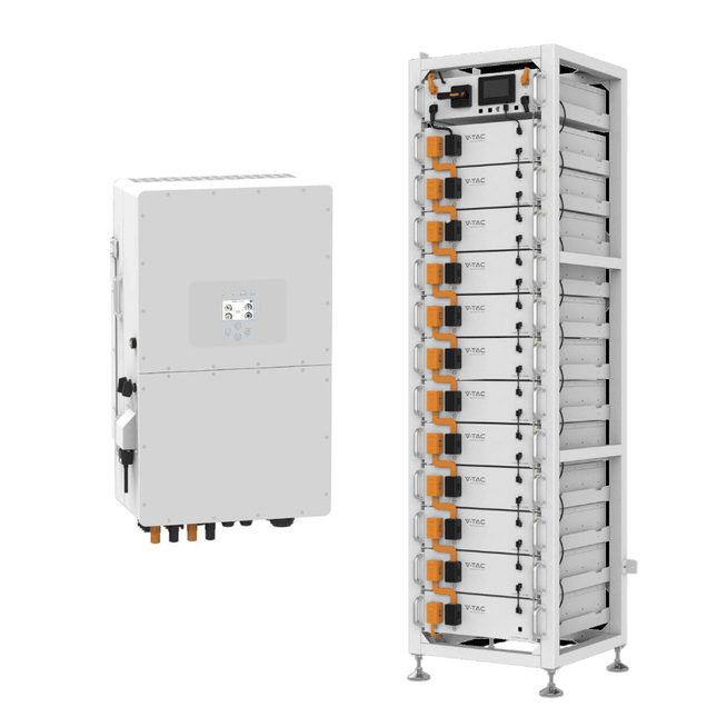 Inversor DEYE de 50 kW + sistema de almacenamiento HV Oliter de 61,44 kWh, V-TAC