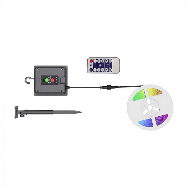 Tira de luces LED con alimentación solar IP67, mando a distancia, RGB