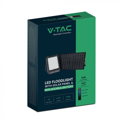 Proyector LED solar de 1800 lm, batería externa de 12 Ah, temperatura de color de 4000 K