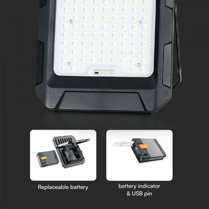 Proyector LED solar de 1800 lm, batería externa de 12 Ah, temperatura de color de 4000 K