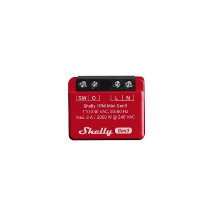 Shelly 1PM Mini Gen3, Smart Relay with Energy Monitoring, 8A