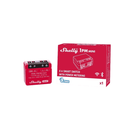 Shelly 1PM Mini Gen3, Smart Relay with Energy Monitoring, 8A