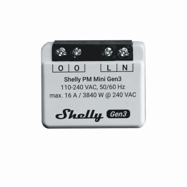 Shelly PM Mini Gen3, Wi-Fi Smart Energy Meter, 16A