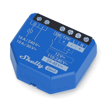 Shelly 1 Gen3, Set of 4 Smart Wi-Fi Relays with Dry Contact, 16A
