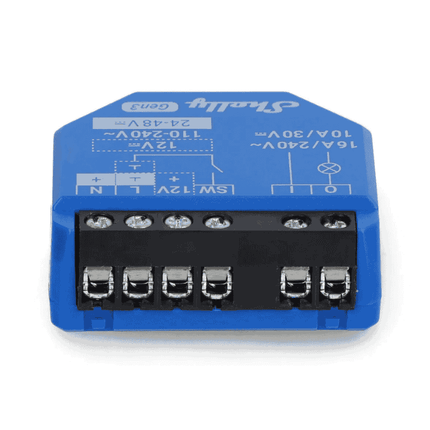 Shelly 1 Gen3, Set of 4 Smart Wi-Fi Relays with Dry Contact, 16A