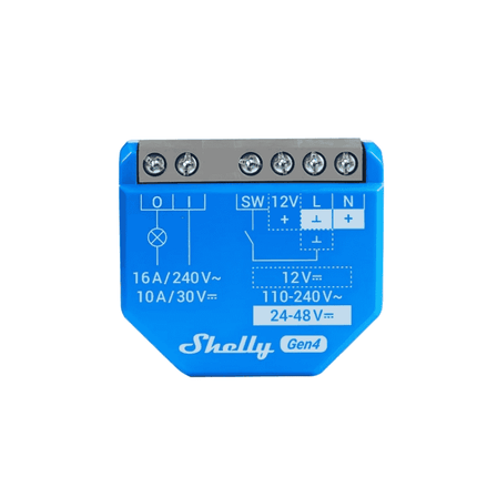 Shelly 1 Gen4, Set of 2 Smart Wi-Fi Relays with Dry Contact, 16A