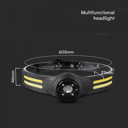 Linterna frontal LED, COB, 470 lm, 3,7 V, 650 mAh