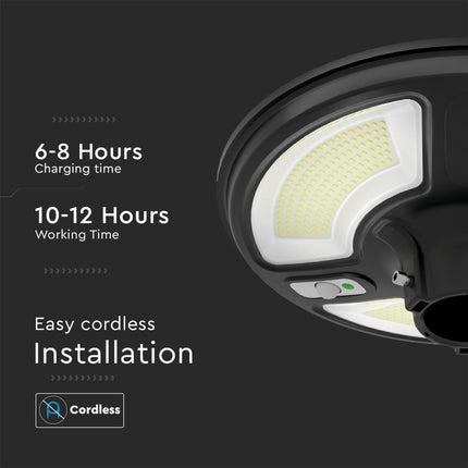 Lámpara solar LED de 1500 lm, mando a distancia, sensor de movimiento, 6400 K