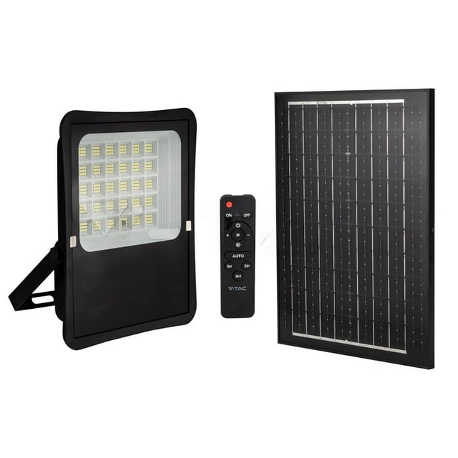 Proyector LED solar de 2400 lm, mando a distancia, temperatura de color de 6400 K