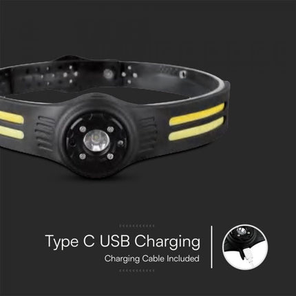 Linterna frontal LED, COB, 470 lm, 3,7 V, 650 mAh