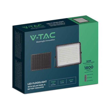 Proyector LED solar de 1800 lm, mando a distancia, temperatura de color 6400 K