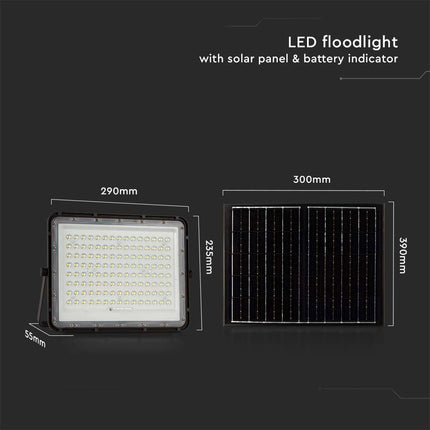 Proyector LED solar de 1800 lm, mando a distancia, temperatura de color 6400 K