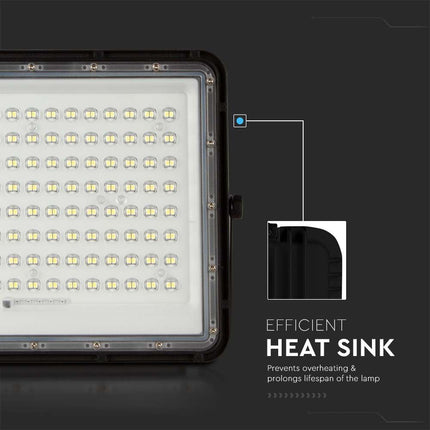 Proyector LED solar de 1800 lm, mando a distancia, temperatura de color 6400 K