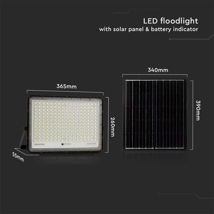Proyector LED solar de 2600 lm, mando a distancia, temperatura de color de 6400 K