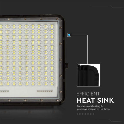 Proyector LED solar de 2600 lm, mando a distancia, temperatura de color de 6400 K
