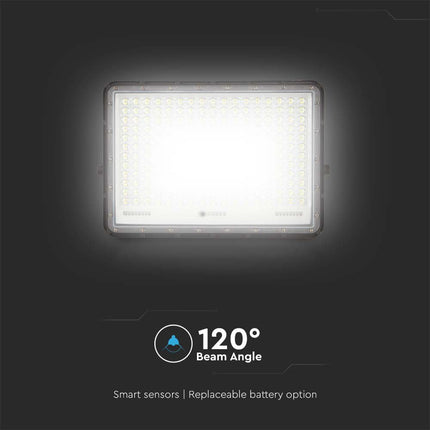 Proyector LED solar de 2600 lm, mando a distancia, temperatura de color de 6400 K