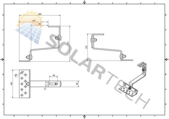 Anclaje para baldosas cerámicas de 200 mm, compatible con K2 Solidrail, perfil tipo H