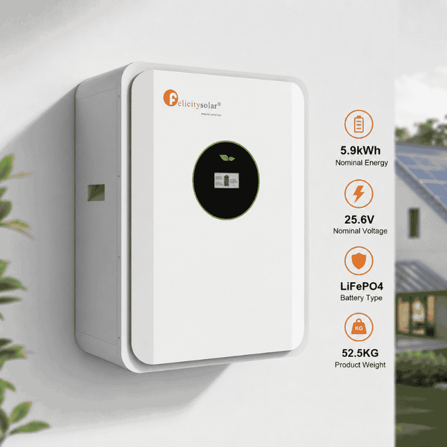 Batería LiFePO4 de 5,9 kWh, 25,6 V, FLA24230-EU, Felicity Solar