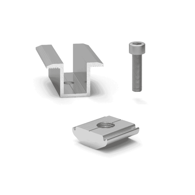 Abrazadera doble de 30 mm para paneles fotovoltaicos, para perfil tipo C