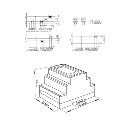 Contador inteligente trifásico DEYE SDM630MCT con Modbus, EASTRON