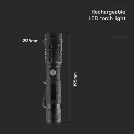 Linterna de 10 W, 1000 lm, carcasa de aluminio, 3,7 V, 2000 mAh