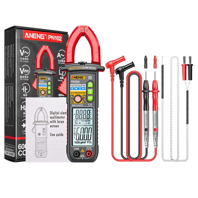 Pinza amperimétrica, Smart Voice, digital PN102+, ANENG