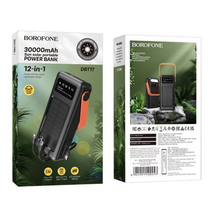 Batería externa de 30 000 mAh con panel solar fotovoltaico, BoroFone