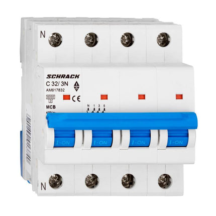 Disyuntor automático modular AMPARO de 6 kA, C 32 A, 3P+N, Schrack
