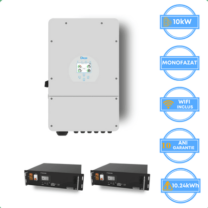 Inversor Deye de 10 kW, SUN-10K-SG02LP1-EU-AM3 + batería V-TAC de 10,24 kWh