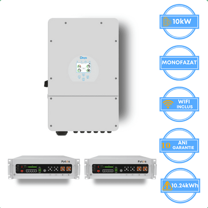 Inversor Deye de 10 kW, SUN-10K-SG02LP1-EU-AM3 + Batería Pytes de 10,24 kWh, v5a