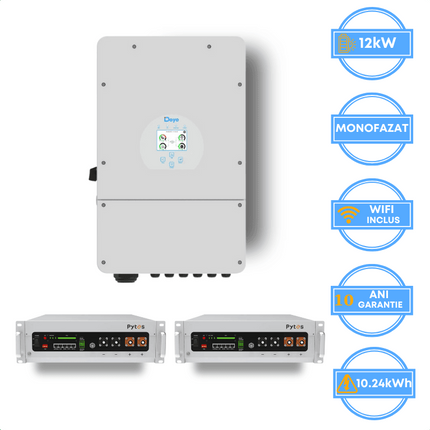 Inversor Deye de 12 kW, SUN-12K-SG02LP1-EU-AM3 + Batería Pytes de 10,24 kWh, v5a