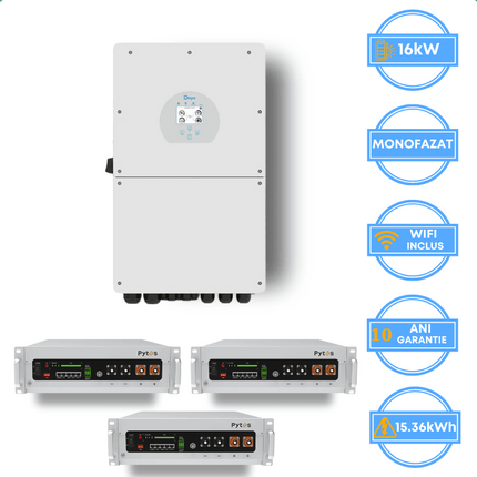 Inversor Deye de 16 kW, SUN-16K-SG01LP1-EU + Batería Pytes de 15,36 kWh, v5a