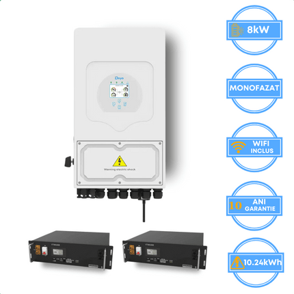 Inversor Deye de 8 kW, SUN-8K-SG05LP1-EU-AM2-P + batería V-TAC de 10,24 kWh