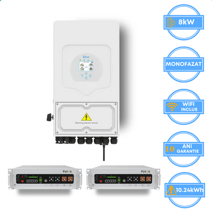 Inversor Deye de 8 kW, SUN-8K-SG05LP1-EU-AM2-P + batería Pytes de 10,24 kWh, v5a
