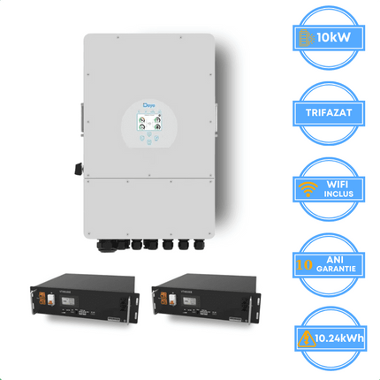 Inversor Deye de 10 kW, SUN-10K-SG05LP3-EU-SM2 + batería V-TAC de 10,24 Wh